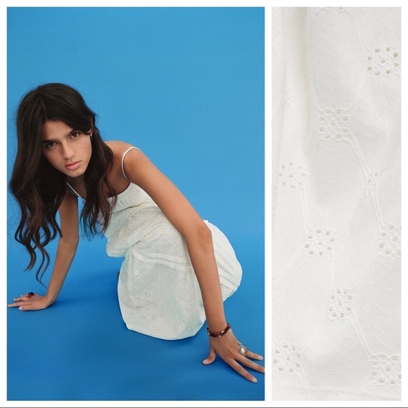 NWT. Zara White Textured Midi Dress. Size L. - Picture 3 of 10